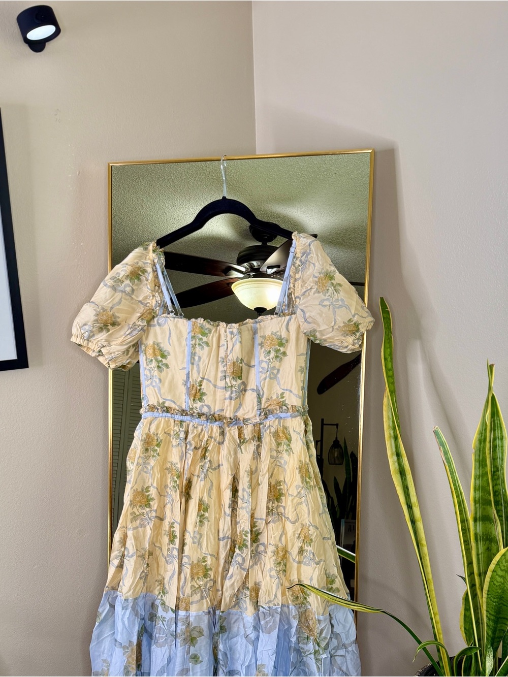 House of CB 'Penelope' lemon vintage rose chiffon midi dress NWOT - Picture 8 of 9